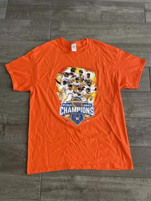 Houston Astros 2017 World Series Champions Orange T-Shirt Size Mens Large MLB