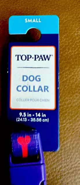 TOP PAW SIZE SMALL PURPLE DOG BONE PATTERN SIZE SMALL COLLAR  New Size- 9.5-14”