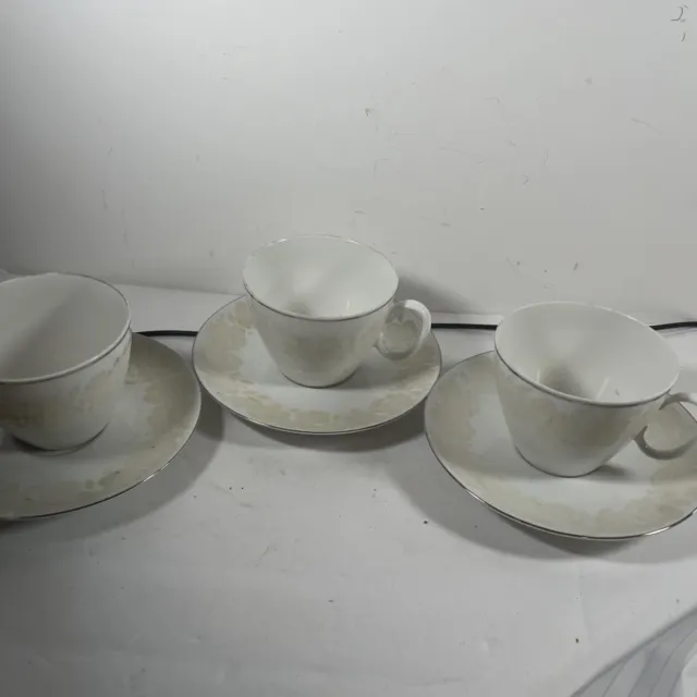 Vintage Raymond Loewy Continental China Ermine 3 Cups/ Saucers