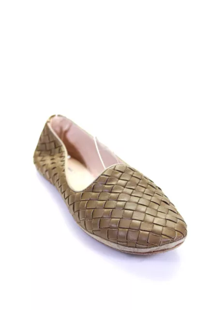 Bottega Veneta Womens Brown Intrecciato Woven Slip On Flat Loafer Shoes Size 7