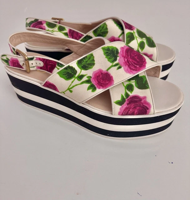 GUCCI SCARPE PLATFORM Crossover Sandalo Zeppe Righe Bianco Retro Anni 60 Rosa 40 EUR 544 26 PicClick IT