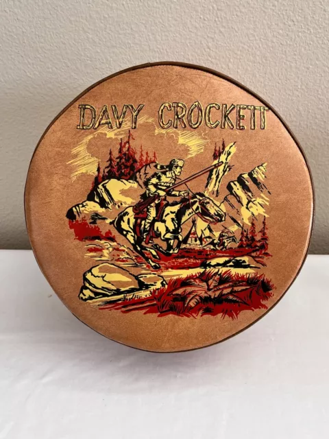 Vintage Davy Crockett Stool Cushion Brown Naugahyde  (Needs Legs)