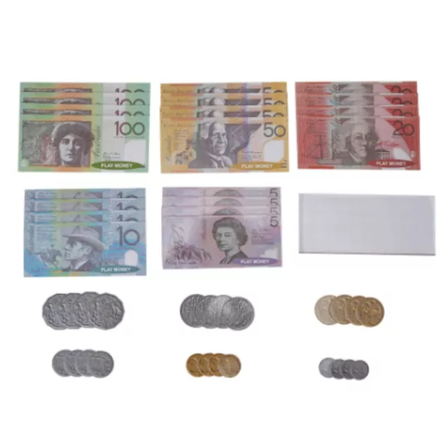 Australian Play Money Set Fake Australian Coins and Notes Kids Toys 44 Piece