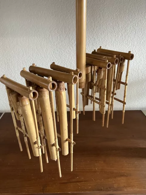 Angklung Instrument Bamboo Asia Indonesian Tribal Sculpture Vintage Bali