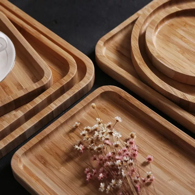 New Wooden Bamboo Serving Tray Tea Cup Trays Fruit Plate Storage Pallet Plate. 3