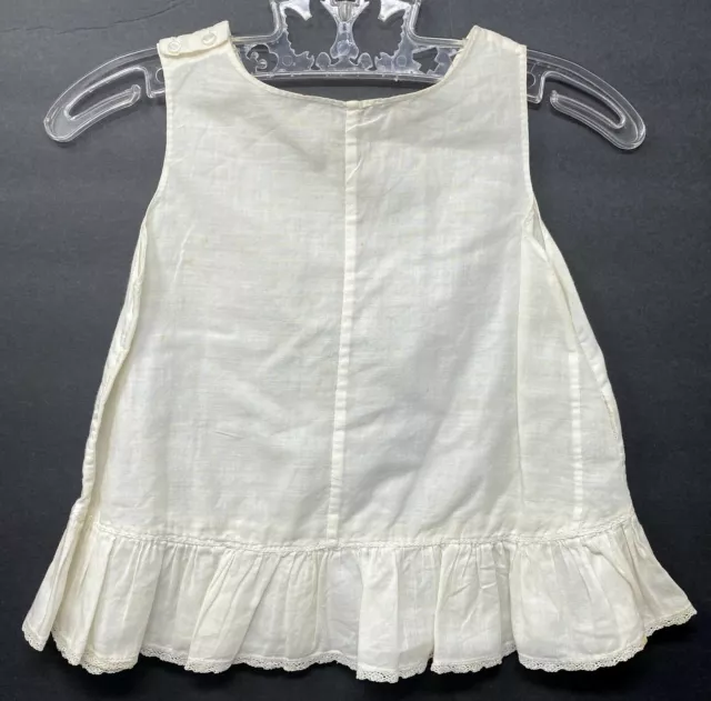 Vintage Toddlers Girls Or Dolls Off White Petticoat Slip With Lace Trim 2