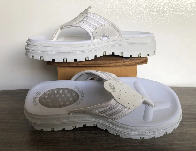 VTG SKECHERS-G Tech Jammers Chunky Platform Sandals White Y2K Womens 6 EUC!