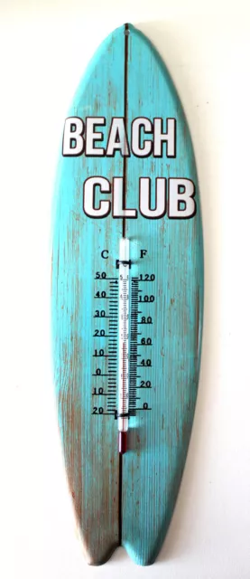 BEACH CLUB Thermometer aus Blech Surfbrett 37 x 11 cm