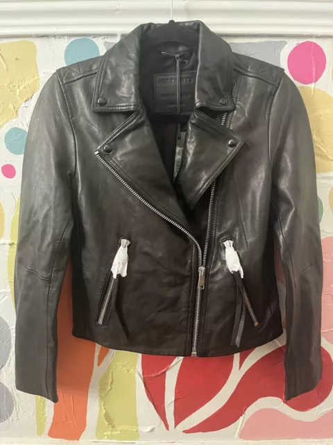 All Saints Black leather jacket women 4