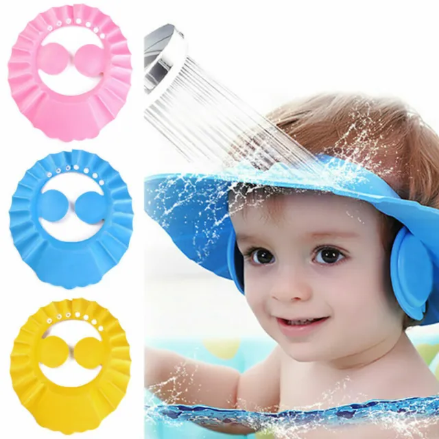 Baby Kids Shampoo Bath Shower Caps Eye Ear Protection Shield Hats Adjustable
