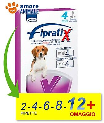 Fipratix per Cane da 10-20 kg Taglia Media   2 / 4 / 6 / 8 / 12 pipette per cani