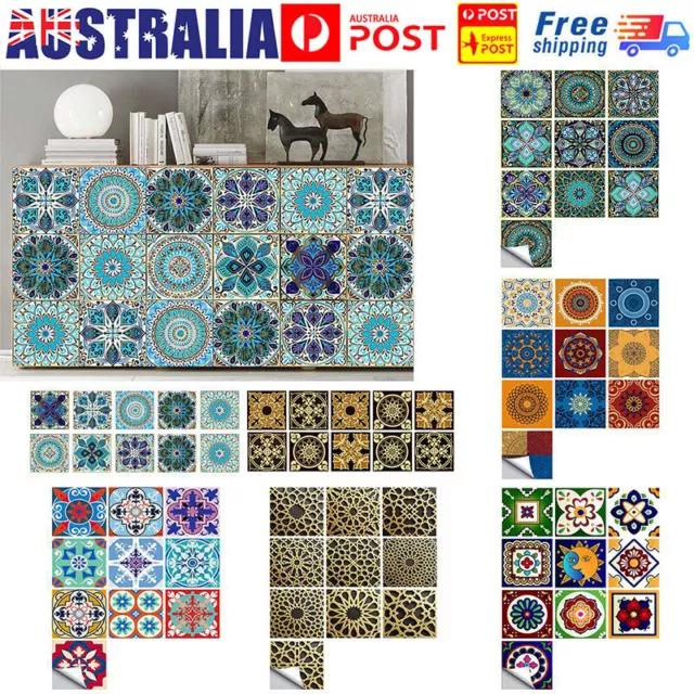 Waterproof Moroccan Tile Stickers Kitchen Bathroom Self-adhesive Wall DIY Decor