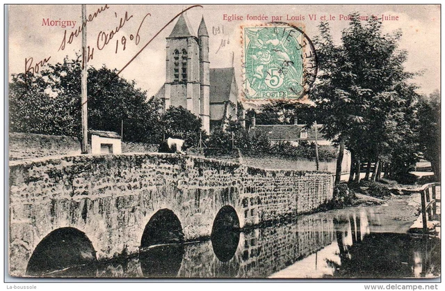 91 MORIGNY - l'eglise et le pont.