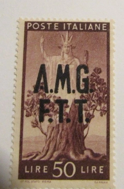 ITALY Trieste Scott #13 * MH overprinted AMG FFT, statue, fine + 102 card