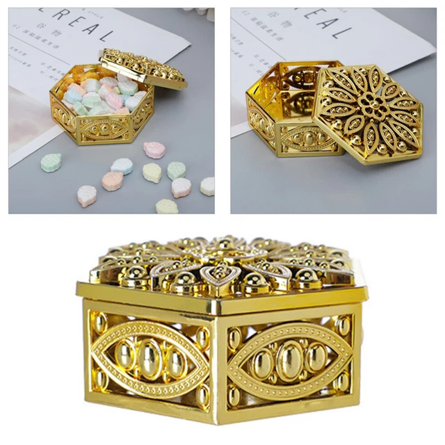 12 Pcs Paper Candy Cases Small Bride Wedding Table Decor Golden Treat Bags