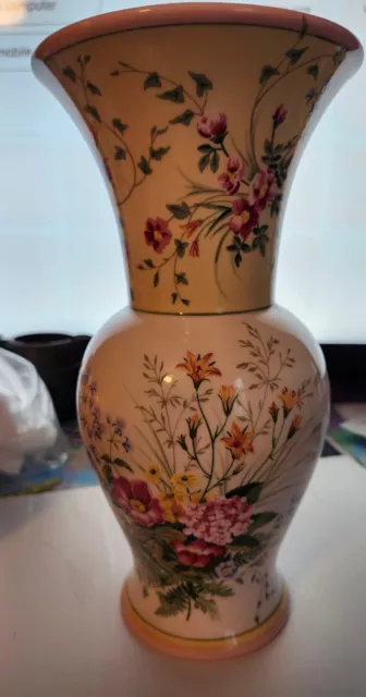 Vintage Laura Ashley Home FTD Floral Flower Vase 10" Chic Style Decorative
