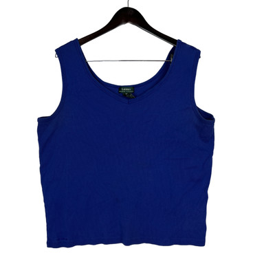 Lauren Ralph Lauren Womens Blue Tank Top Size 3X Undershirt Camisole Ribbed