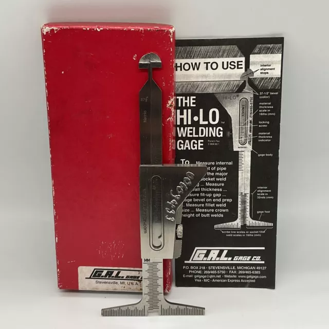 G.A.L. GAGE Co. “HI-LO” Pipe Fit-Up & Welding Gauge Stainless Steel USA