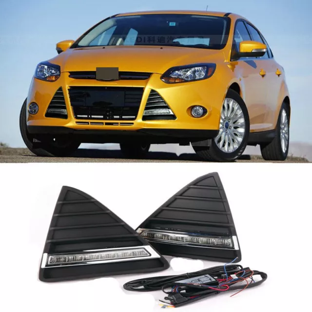 LED DRL Daytime Running Lights Fog light Driving Bumper Fit For Ford Focus 12-15