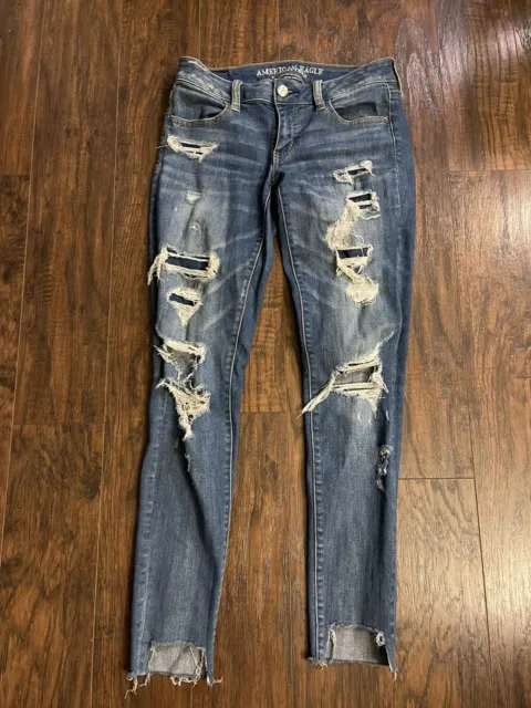 American Eagle Outfitters Womens Super Low Jegging Distressed Jeans Size 4