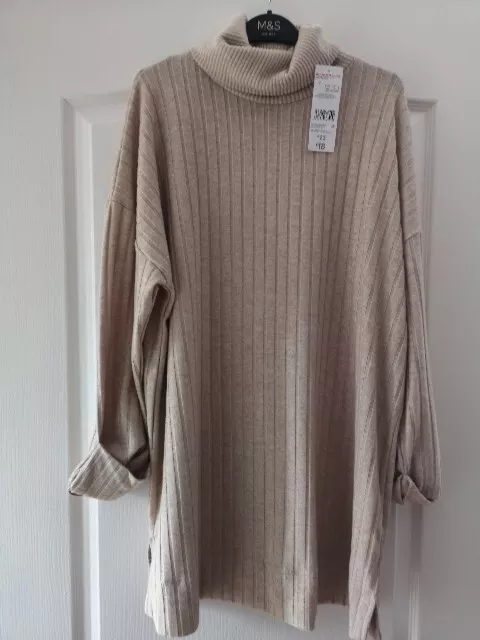 Polo Neck Long Sleeve Knitted Tunic From F&f Sz Large BNWT