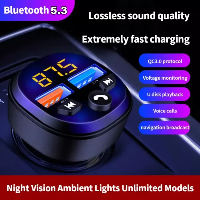 Bluetooth FM Transmitter5.0,Auto Radio Adapter  LED Display Freisprechen Car Kit