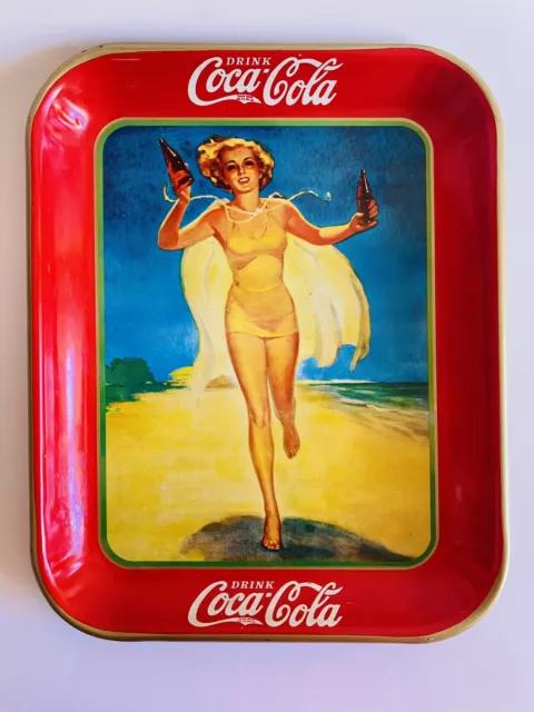 🔴 Coca cola raro vassoio pubblicitario in latta del 1937 vintage tray tin