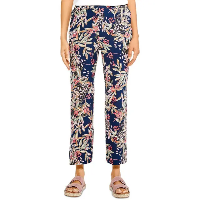 Nic + Zoe Womens Navy Floral Print Relaxed Fit Straight Ankle Pants XS BHFO 4804