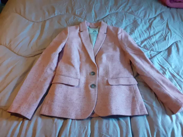 Bella giacca blazer classica nuova senza etichette JOULES ""Horatia"" miscela lana rosa UK10 2