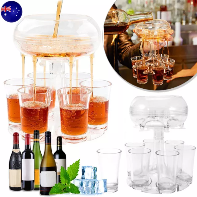 6 Shot Glass Dispenser and Holder For Filling Liquids Glass Shot Buddy Dispenser