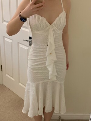 Keepsake ivory sleeveless midi formal gown dress, size UK 8