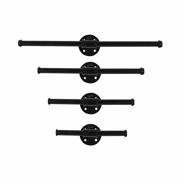Schwarz Handtuchhalter Wandmontage Badgestell Regal mit Haken Metallrohr