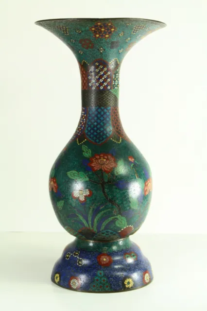 = IMPRESSIVE 18th/19th c. Chinese Vase Cloisonné Enamel Large Gu Shape 19"