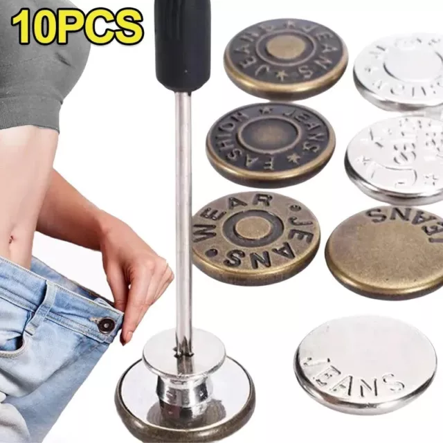 Kit de reparación de botones de Metal para pantalones vaqueros, hebillas, 10 pcs