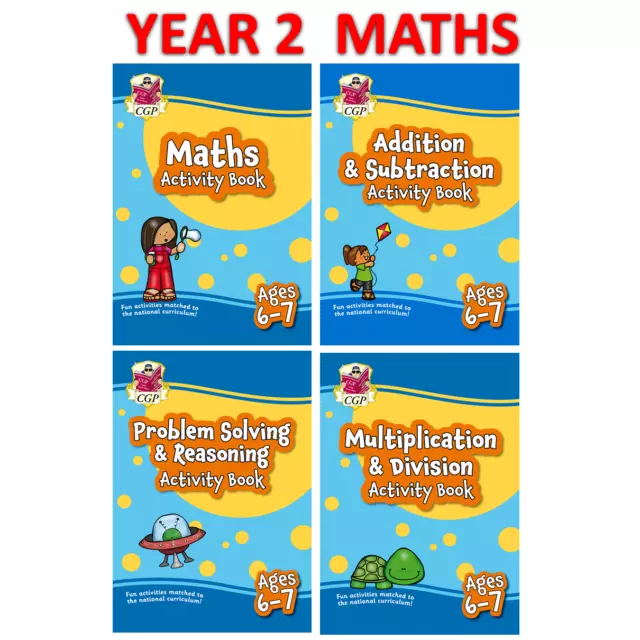 KS1 Year 2 Maths Home Learning Activity Workbooks 4 Books Bundle with Answer