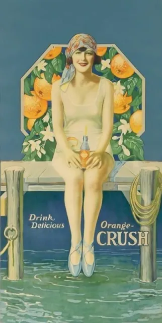 Drink Delicious Orange Crush Art Deco NEW Sign 24x48" USA STEEL XL Size 10 lbs