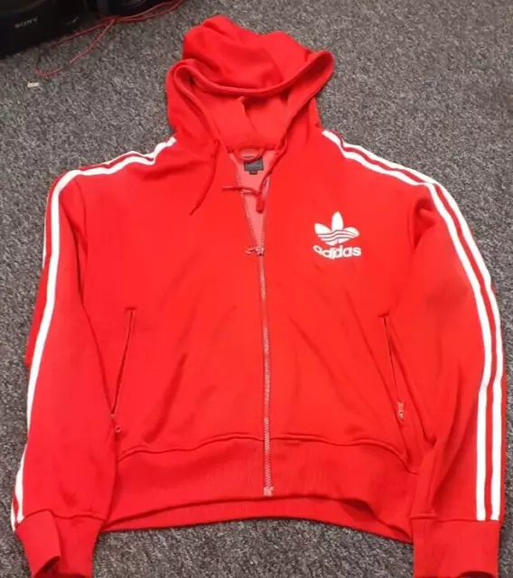 Adidas Originals Red Blue Track Suit Hooded Top Retro UK Size Large E14577