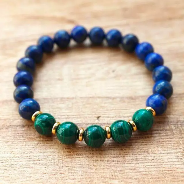 Perlen-Armband mit Lapislazuli & Malachit Perlen