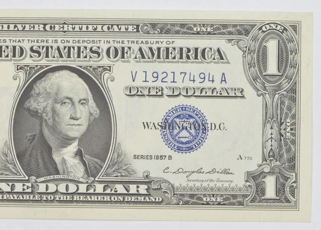 1957-B Silver Certificate $1 Blue Seal - Uncirculated US Paper Money *0613