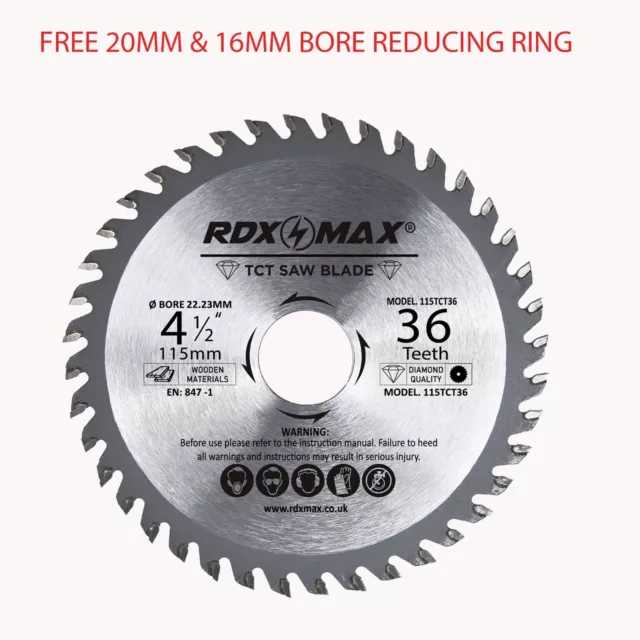 2 X 115mm x 36TCT Saw Blade for Wood and Plastic 4.5'' Circular Saw Cutting Disc 3