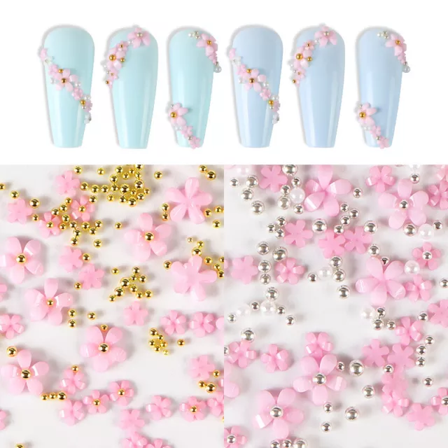 Flowers Nail Art Jewelry 3D Mix Beads DIY Manicure Ornaments Decorations Tools