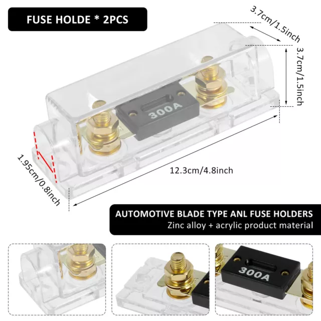 2Pcs 32V DC ANL Fuse Holder 1/0 /2/4 AWG Professional Car Blade Fuse ♚