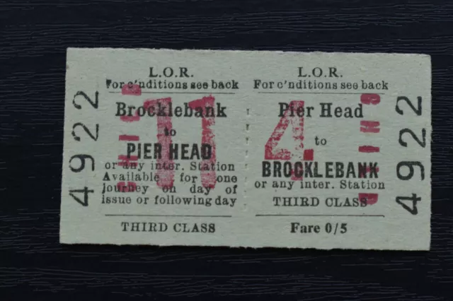 Liverpool Overhead Railway Ticket LOR PIER HEAD to BROCKLEBANK No 4922