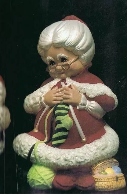 Mrs. Claus Knitting Ready to Paint Unpainted Ceramic Bisque