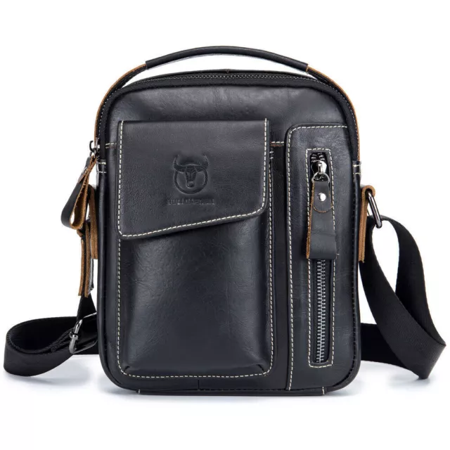 Handbag Men's Genuine Sling Shoulder Messenger Bag Leather Casual Zipper New