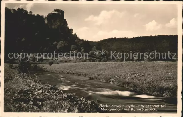 41607459 Muggendorf Fraenkische Schweiz Idylle im Wiesenttal mit Burgruine Neide