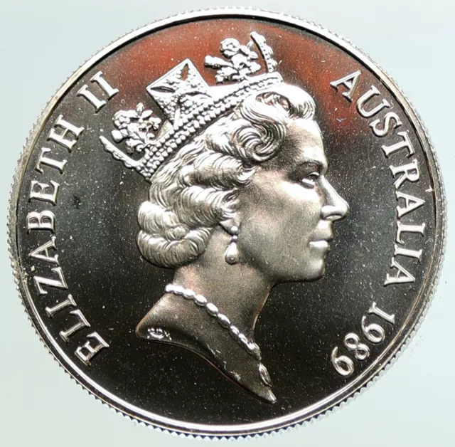 1989 AUSTRALIA UK Queen Elizabeth II Queensland Proof Silver $10 Coin i104878 2