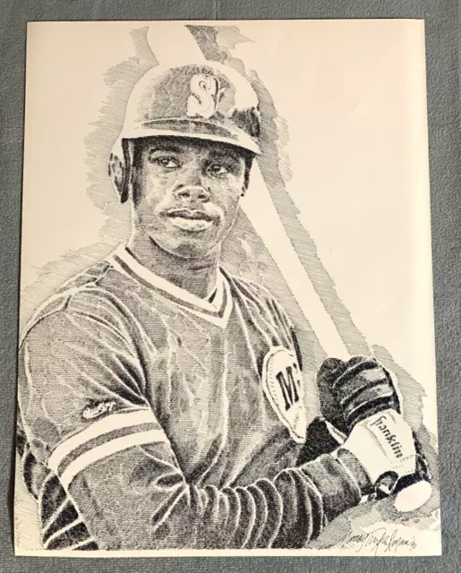 Ken Griffey jr poster vintage Black and white Drawings Beckett Magazine 8x10"