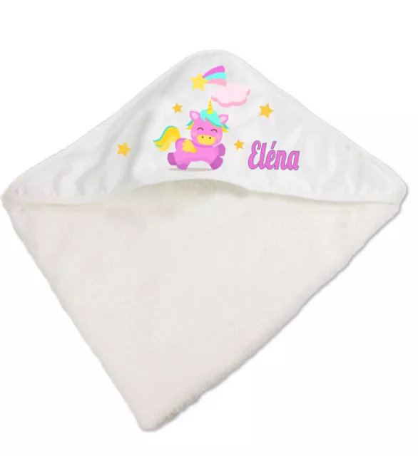 cape de bain sortie de bain licorne pour bébé personnalise réf 01