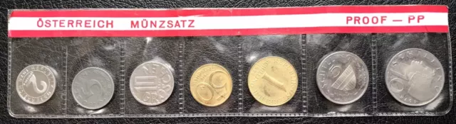 Austria 1978 Seven Coin Collection Set: 2 Groschen - 10 Schilling ~ Clear Sleeve